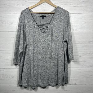 Lane Bryant womens 3/4 sleeve blouse size 22/24 gray casual comfort